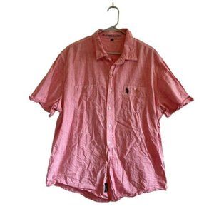 US Polo Assn Mens XXL Pink Button Up Short Sleeve Shirt